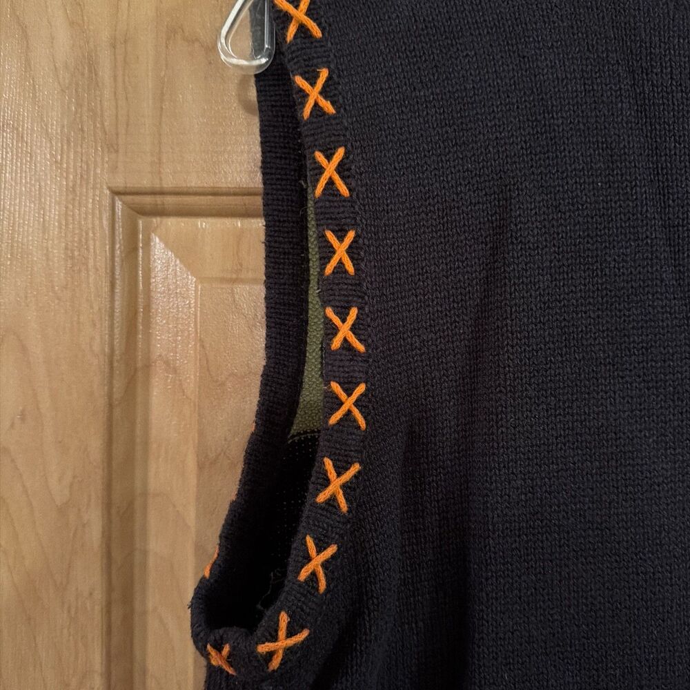 Vintage Halloween Patchwork Sweater Vest XL Black Cat Pumpkin Sequin Spooky.EUC! - Picture 8 of 16